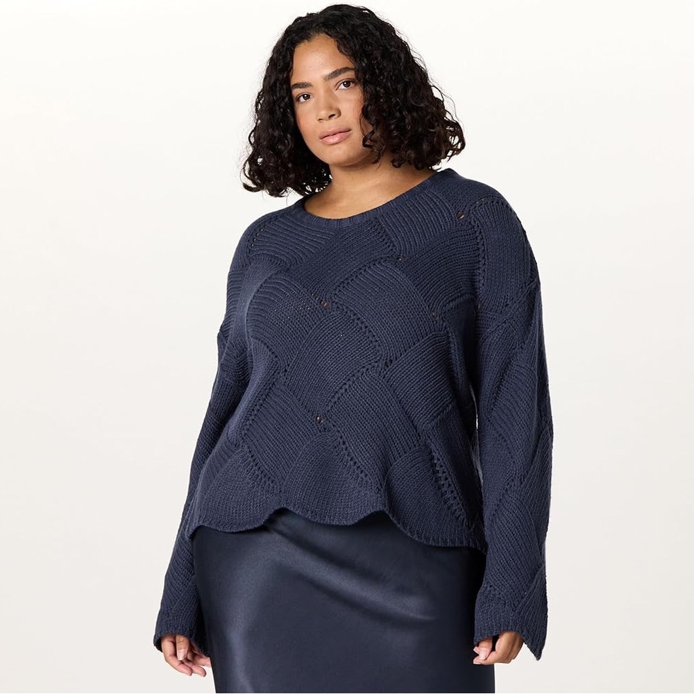 The Drop Katia Basket Weave Navy Blue Sweater Oversized